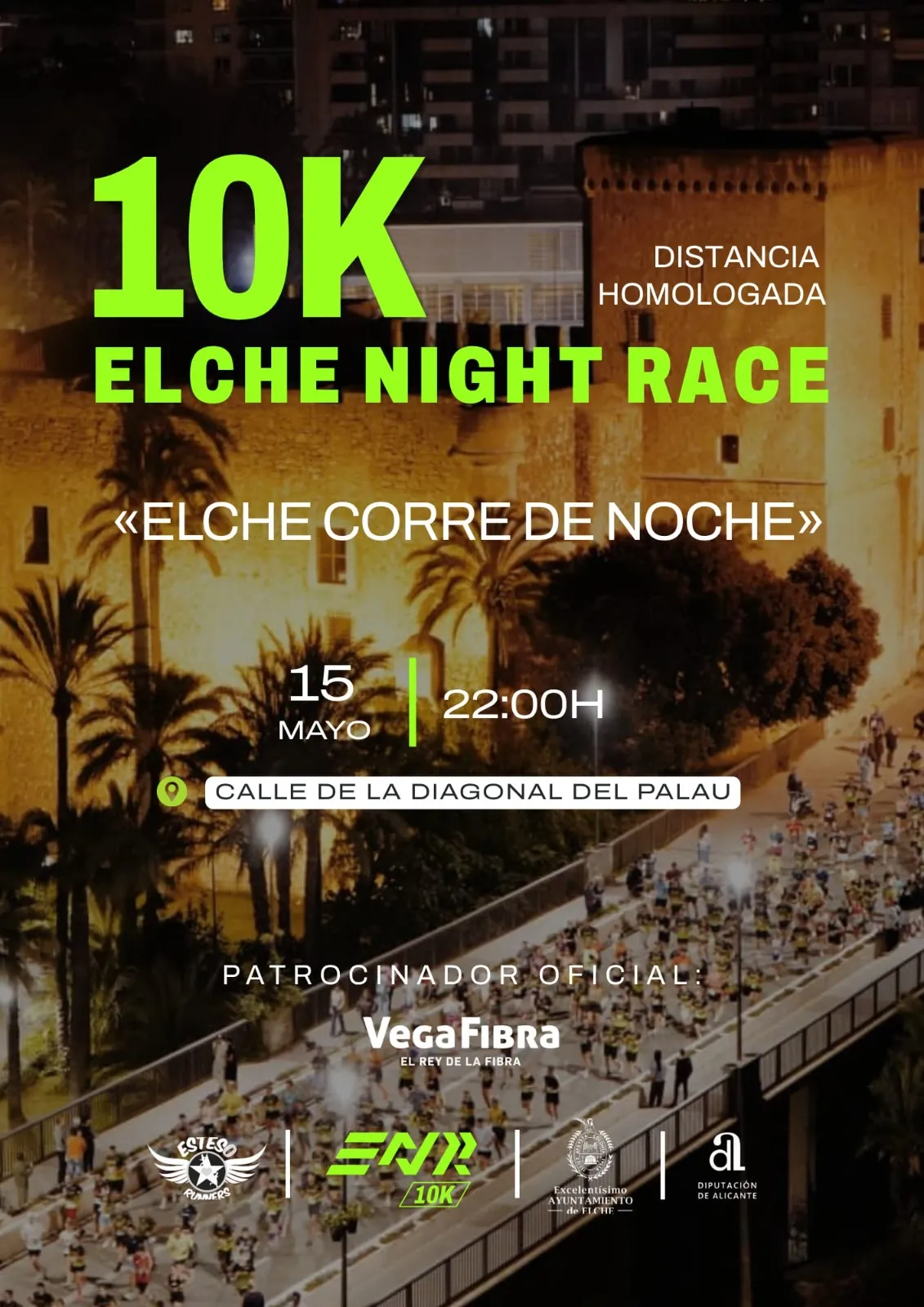 Elche Night Race 2027: 10K por las calles de Elche